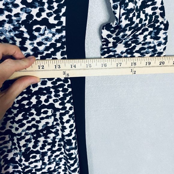 Slimming Lauren Ralph Lauren Dress 12 Black Stretch Leopard Print 3/4 Sleeve - Picture 9 of 12